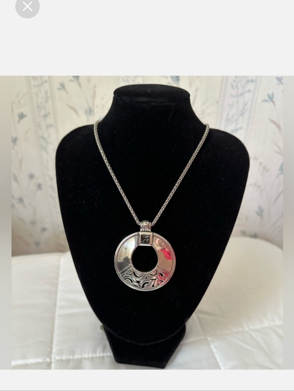 Brighton SilverTone Reversible Pendant Necklace Euc